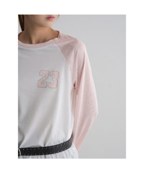 COLOR BLOCK RAGLAN JERSEY TOP - 2 COLORS PINK