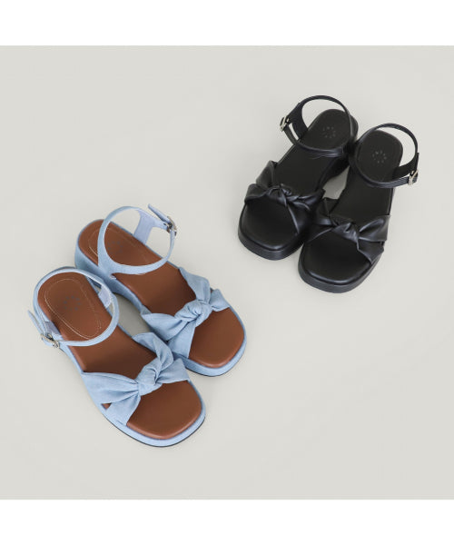 BOW DETAIL PLATFORM SANDAL - 2 COLORS BLACK