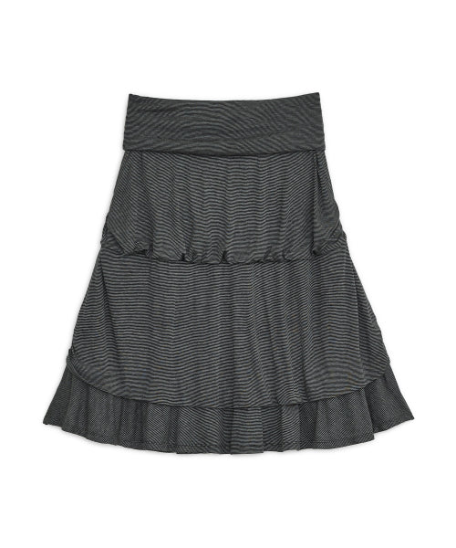STRIPE FLARED MIDI SKIRT - 2 COLORS BLACK
