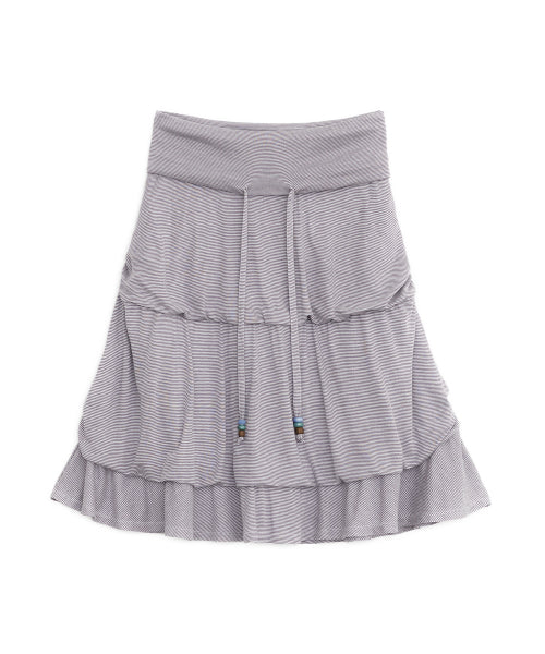 STRIPE FLARED MIDI SKIRT - 2 COLORS PURPLE