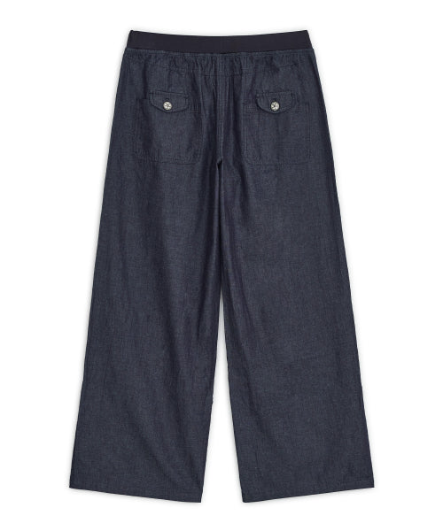 BUTTON ROLL UP DENIM PANTS - 2 COLORS BLUE