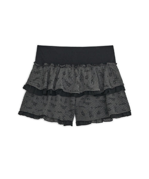 RIBBON CANCAN SKIRT PANTS - 2 COLORS BLACK