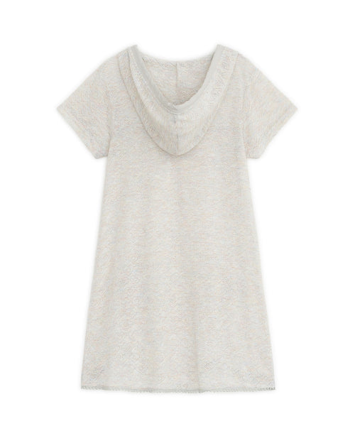 HOOD LAYERED KNIT DRESS - 2 COLORS IVORY