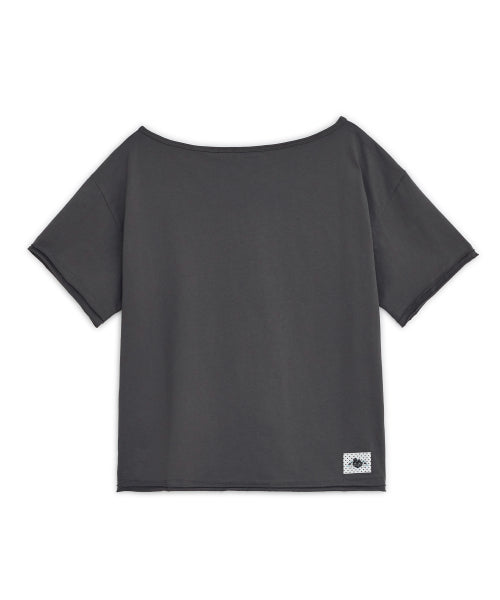 CANDY BUTTON LOOSE TEE - 2 COLORS CHARCOAL