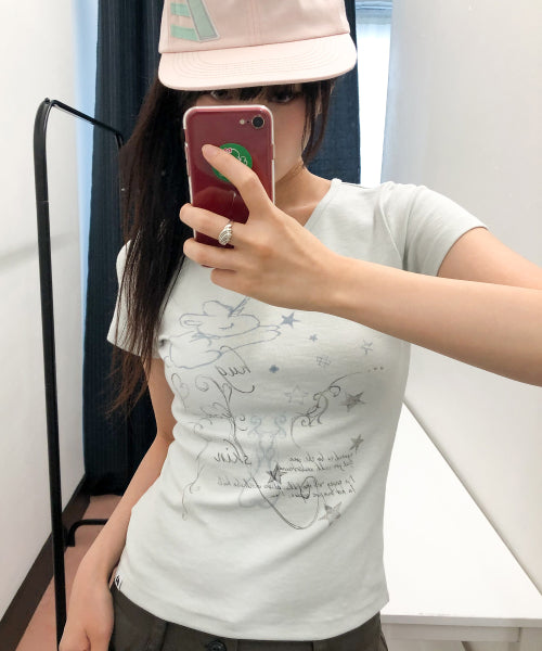 UNICORN DRAWING TEE - 3 COLORS BLUE