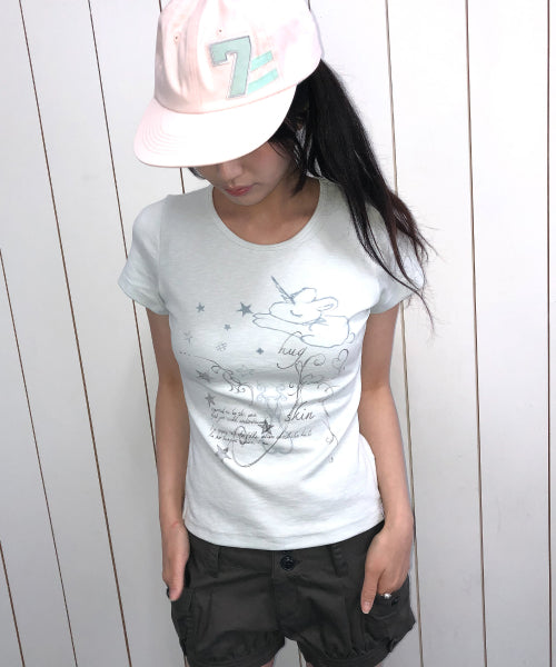 UNICORN DRAWING TEE - 3 COLORS BLUE