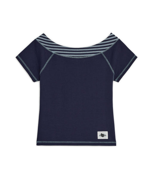 SWEET STRIPE BOATNECK TEE - 2 COLORS NAVY