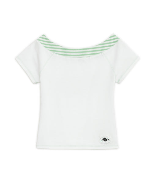 SWEET STRIPE BOATNECK TEE - 2 COLORS WHITE
