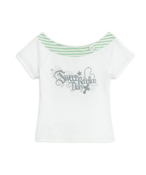 SWEET STRIPE BOAT NECK TEE - 2 COLORS WHITE
