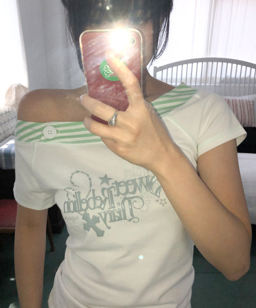 SWEET STRIPE BOATNECK TEE - 2 COLORS WHITE