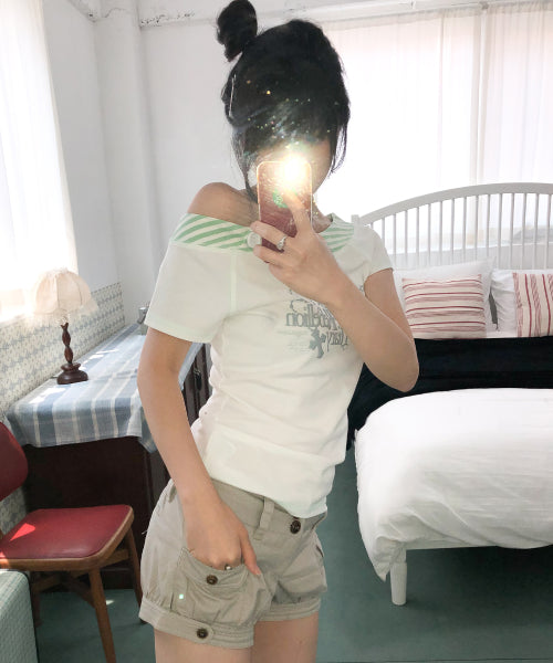 SWEET STRIPE BOATNECK TEE - 2 COLORS WHITE