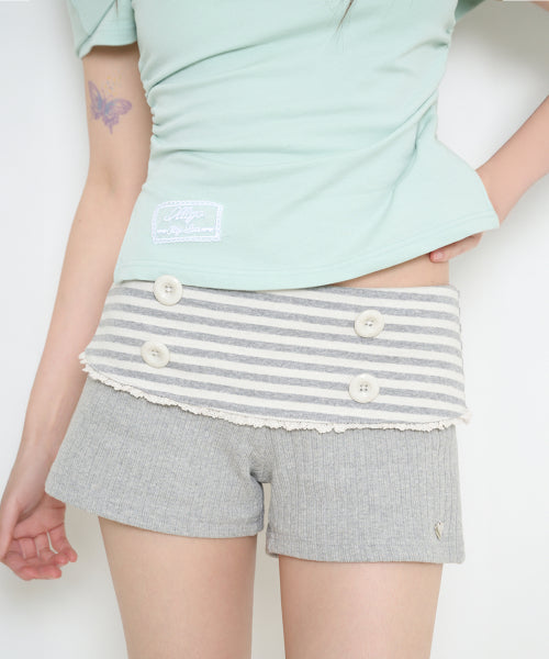 DOUBLE BUTTON SHORTS - 2 COLORS MELANGE GREY