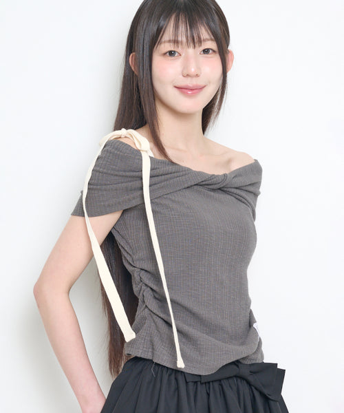 OFF SHOULDER TOP - 4 COLORS CHARCOAL