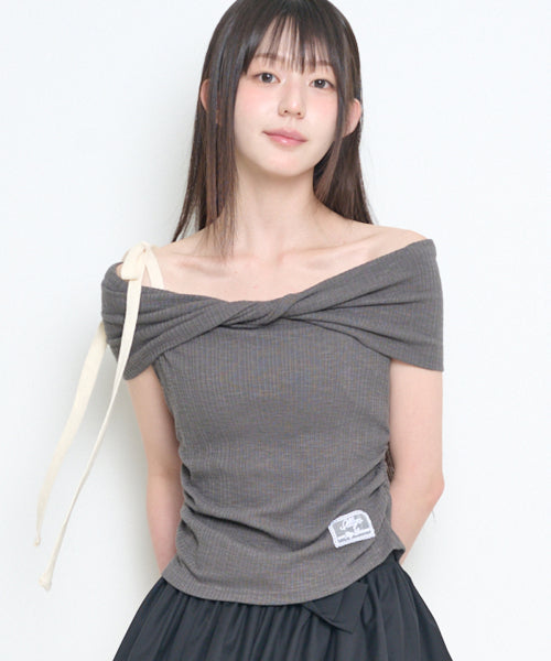 OFF SHOULDER TOP - 4 COLORS CHARCOAL