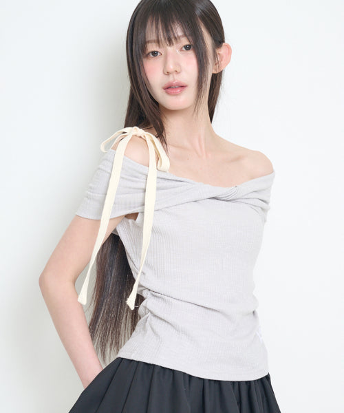OFF SHOULDER TOP - 4 COLORS GREY