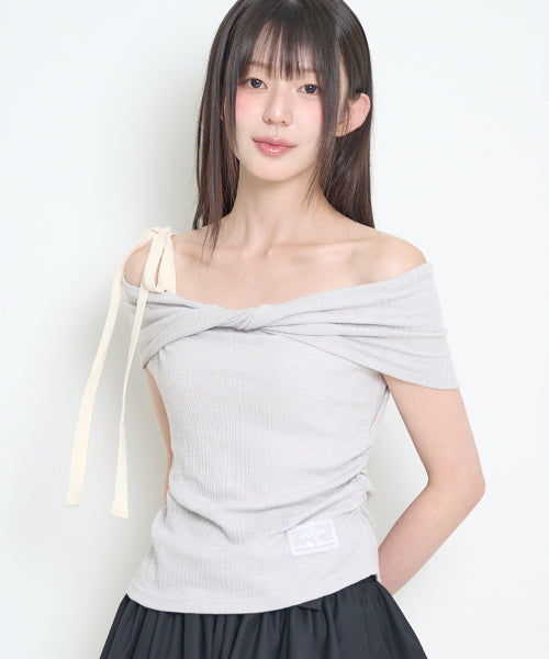 OFF SHOULDER TOP - 4 COLORS GREY