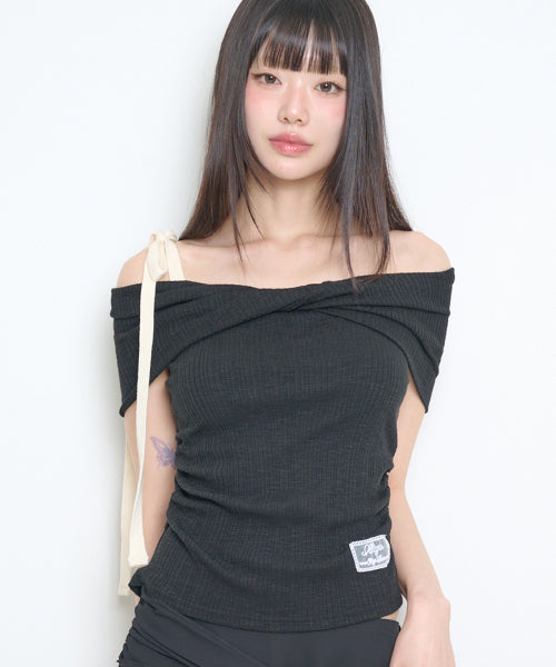 OFF SHOULDER TOP - 4 COLORS BLACK