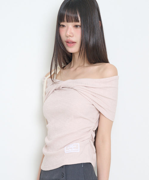 OFF SHOULDER TOP - 4 COLORS PINK