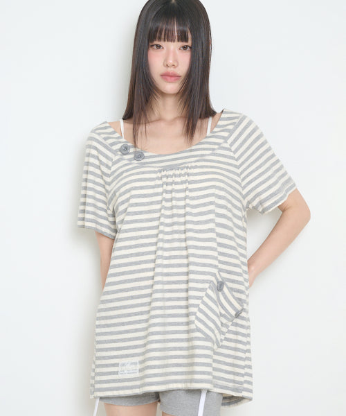 POCKET BUTTON T-SHIRT - 3 COLORS IVORY