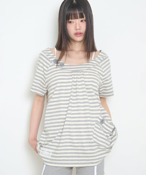 POCKET BUTTON T-SHIRT - 3 COLORS IVORY