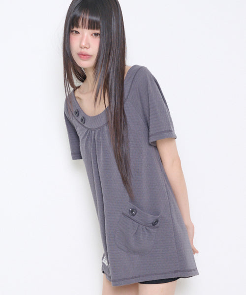 POCKET BUTTON T-SHIRT - 3 COLORS CHARCOAL