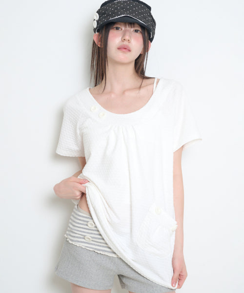 POCKET BUTTON T-SHIRT - 3 COLORS WHITE