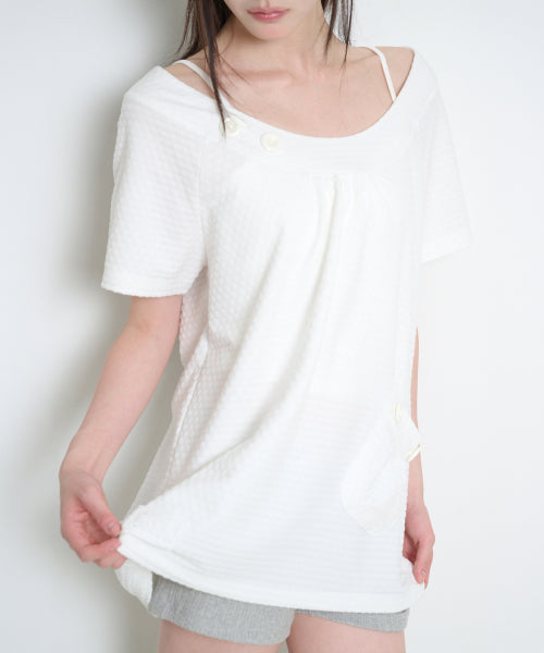 POCKET BUTTON T-SHIRT - 3 COLORS WHITE