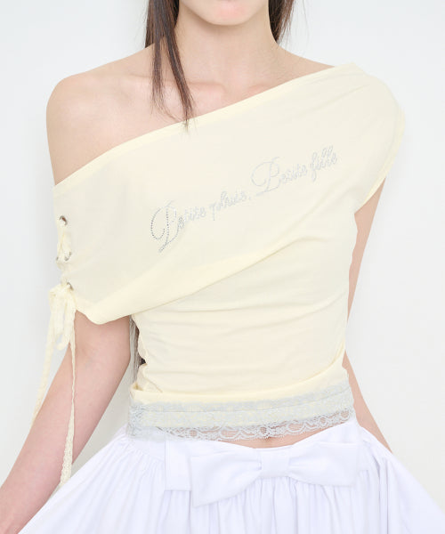 LACE TRIMMING T-SHIRT PINK - 4 COLORS YELLOW