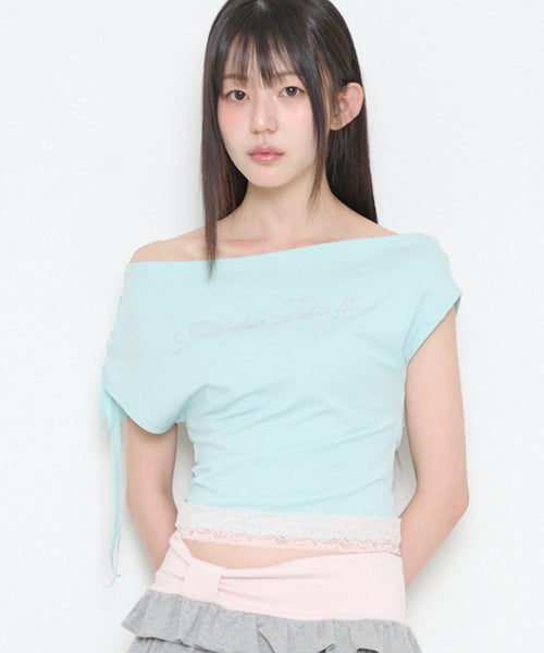 LACE TRIMMING T-SHIRT PINK - 4 COLORS MINT