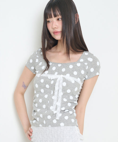 TOP DOT - 2 COLORS MELANGE GREY