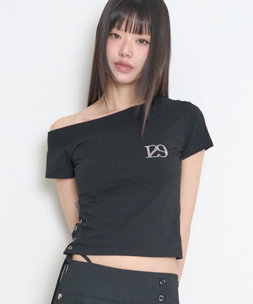 129 ONE SHOULDER TOP - 3 COLORS BLACK