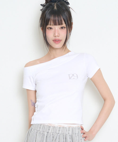 129 ONE SHOULDER TOP - 3 COLORS WHITE
