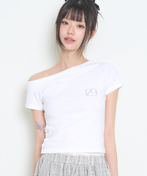 129 ONE SHOULDER TOP - 3 COLORS WHITE