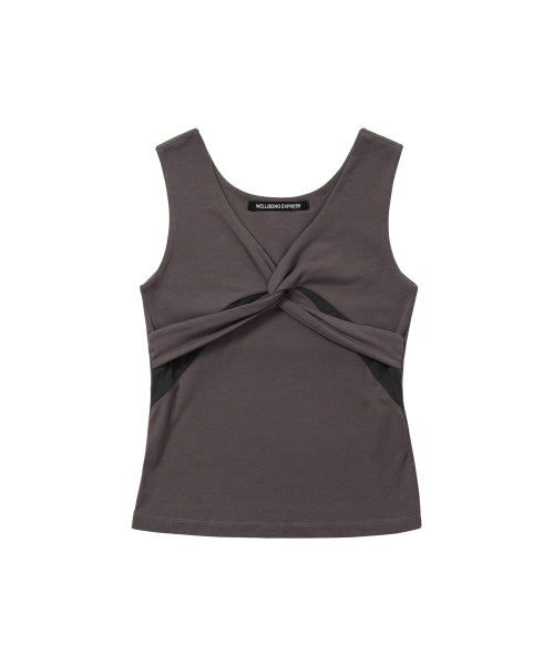DRAPED TWIST SLEEVELESS - 2 COLORS CHARCOAL