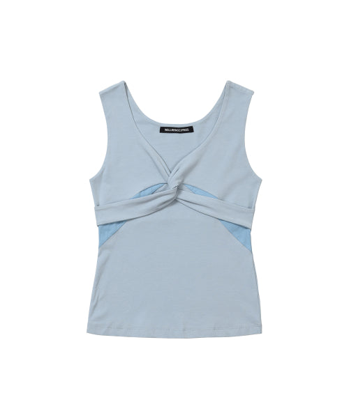 DRAPED TWIST SLEEVELESS - 2 COLORS SKY BLUE