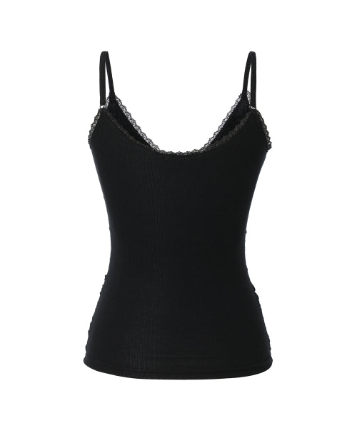 KHAKIPOINT LACE SHIRRING SLEEVELESS - 3 COLORS BLACK