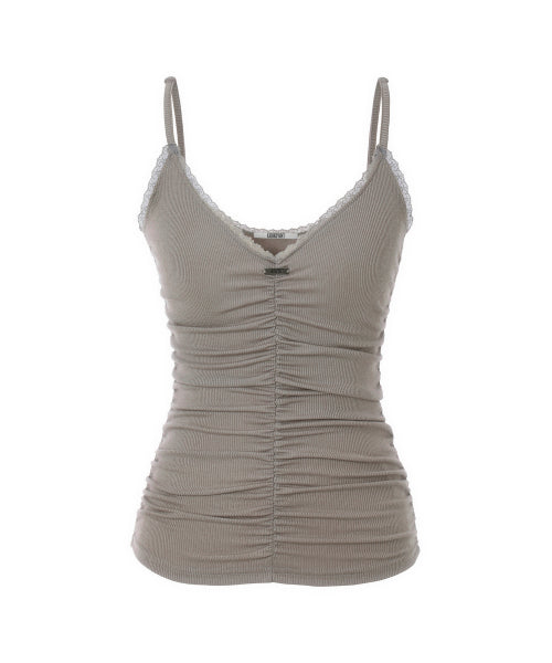 KHAKIPOINT LACE SHIRRING SLEEVELESS - 3 COLORS GREY