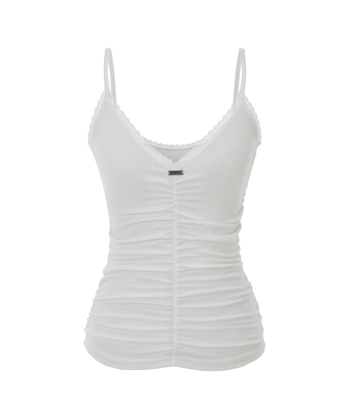 KHAKIPOINT LACE SHIRRING SLEEVELESS - 3 COLORS IVORY