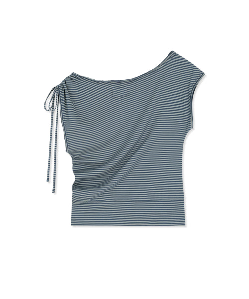 DRAPED ASYMMETRIC SLEEVELESS TOP - 2 COLORS BLUE
