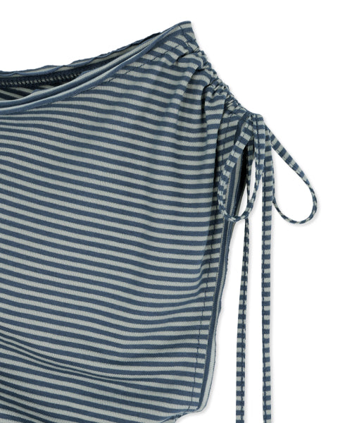 DRAPED ASYMMETRIC SLEEVELESS TOP - 2 COLORS BLUE