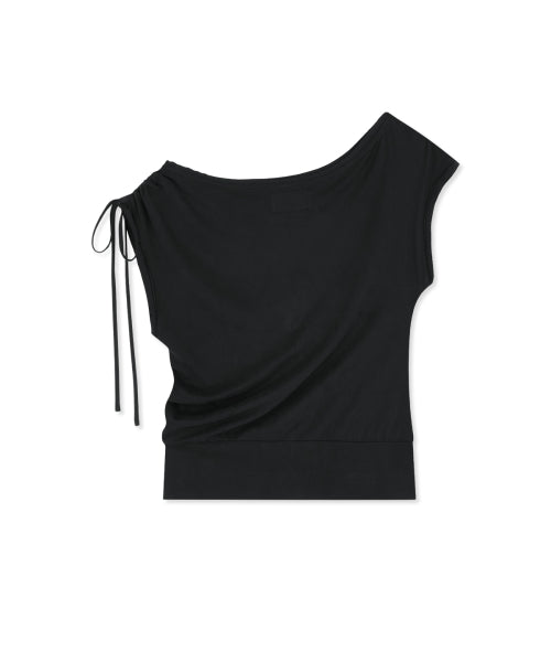 DRAPED ASYMMETRIC SLEEVELESS TOP - 2 COLORS BLACK