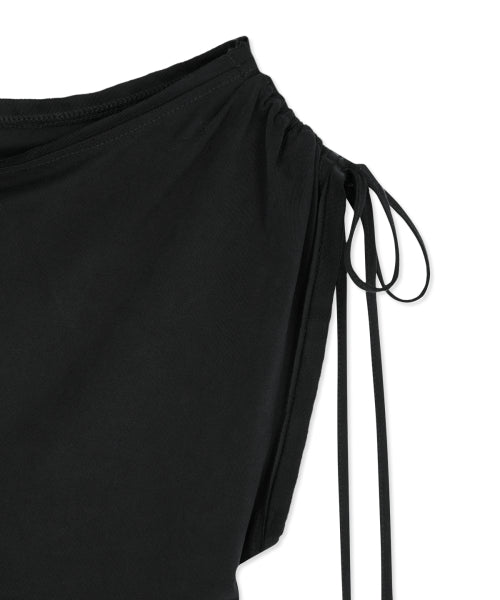 DRAPED ASYMMETRIC SLEEVELESS TOP - 2 COLORS BLACK