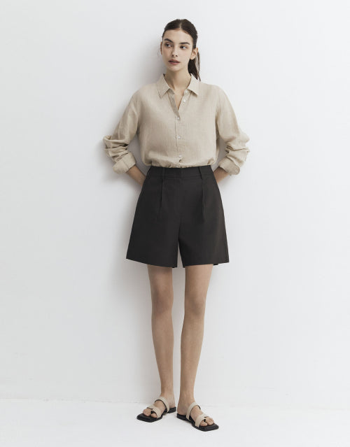 LINEN SHORTS - 2 COLORS BEIGE