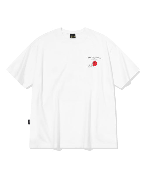 STRAWBERRY BAND SHORT SLEEVE TEE - 3 COLORS WHITE
