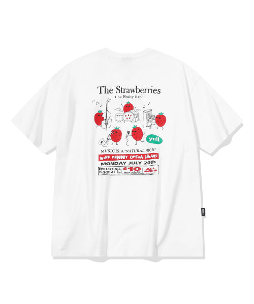 STRAWBERRY BAND SHORT SLEEVE TEE - 3 COLORS WHITE
