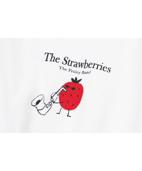 STRAWBERRY BAND SHORT SLEEVE TEE - 3 COLORS WHITE