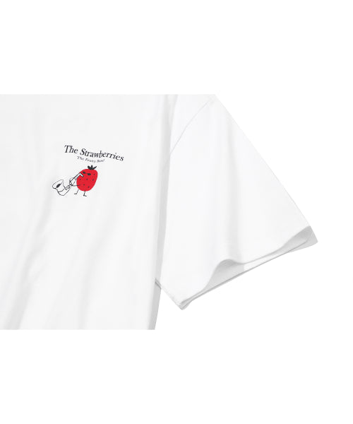 STRAWBERRY BAND SHORT SLEEVE TEE - 3 COLORS WHITE