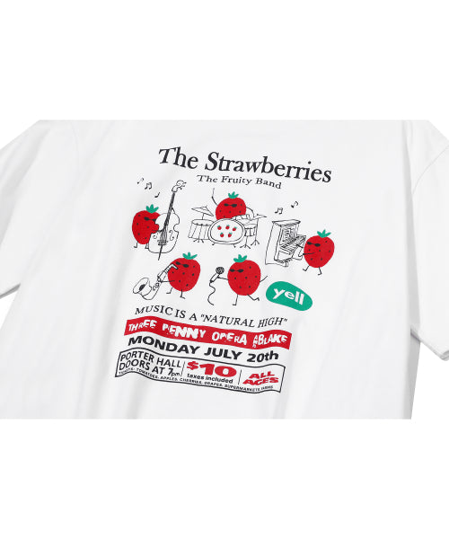 STRAWBERRY BAND SHORT SLEEVE TEE - 3 COLORS WHITE