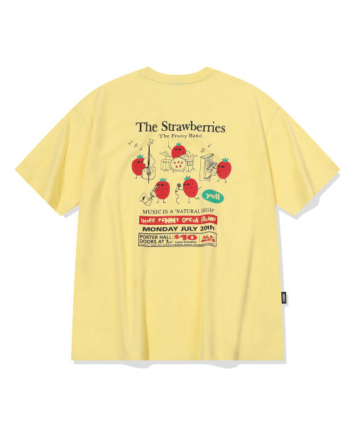 STRAWBERRY BAND SHORT SLEEVE TEE - 3 COLORS AS SHOWN