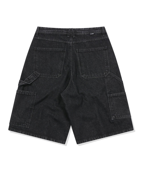 STITCH BERMUDA DENIM PANTS BLACK
